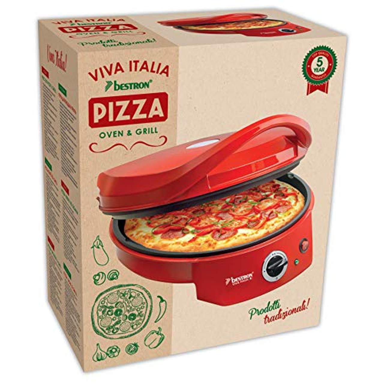 Bestron Elektrischer Grill-Pizzaofen Viva Italia