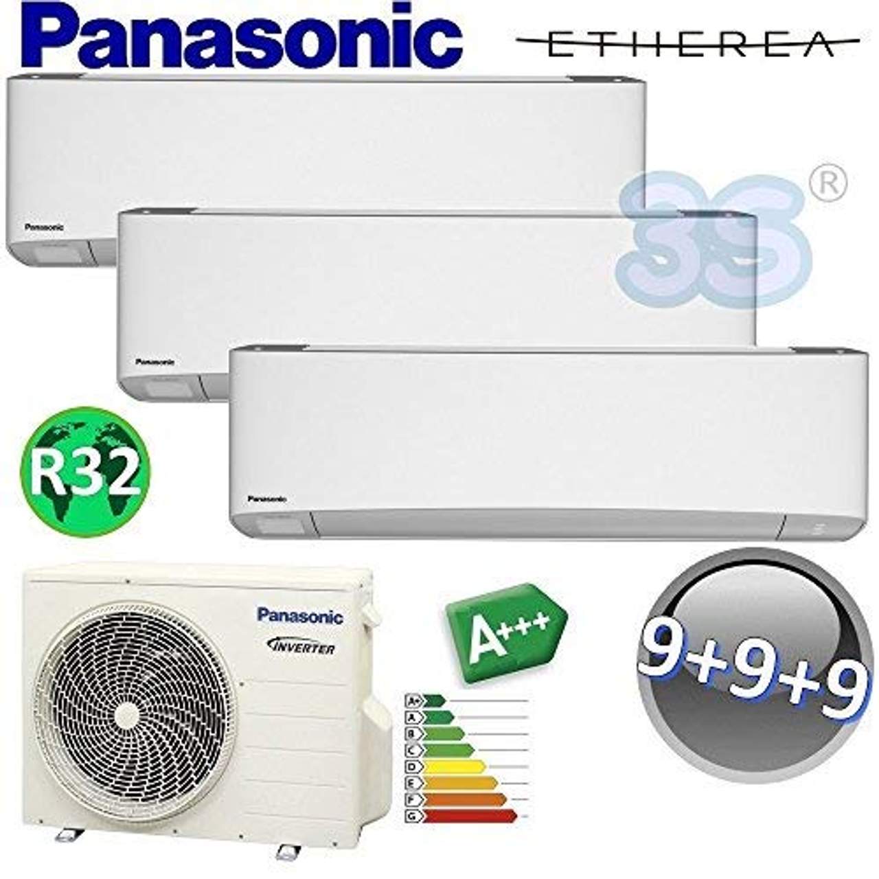 Trio Split klimagerät R32 Etherea Wifi Panasonic Klimaanlage  