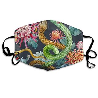 Schlangen und Blumen Chrysantheme Dunkler Hintergrund Mundschutz