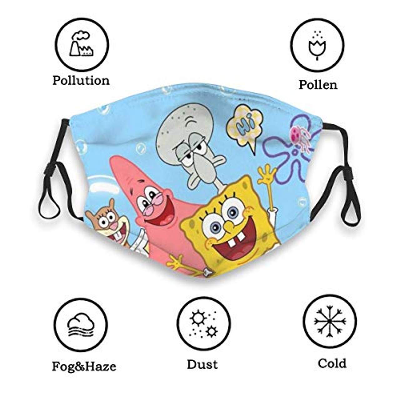 Spongebob Mundschutz Anti-Staub Waschbar Wiederverwendbarer Mundschutz Modedesign