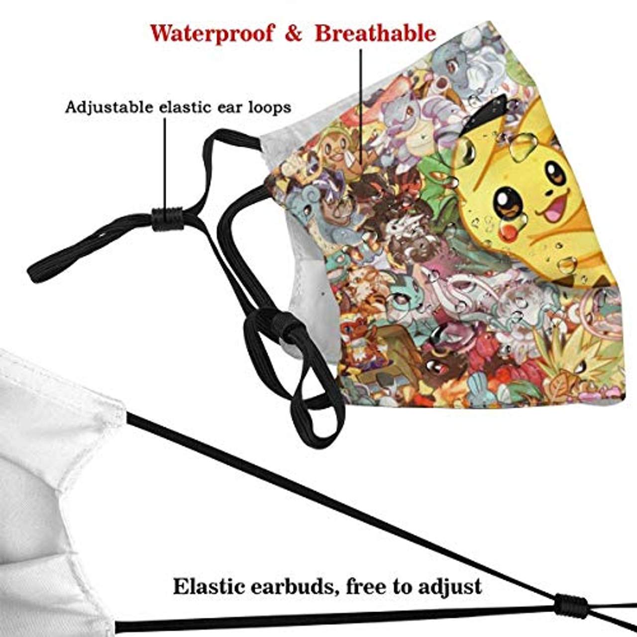 Pikachu Cartoon Mundschutz Anti-Staub waschbar wiederverwendbarer