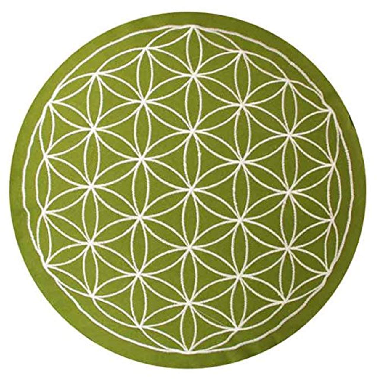 maylow Yoga mit Herz Yogakissen Meditationskissen mit Stickerei Blume des Lebens