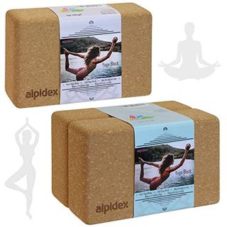 ALPIDEX Yogablock aus Kork 23 x 14 x 7,5 cm einzeln und im 2er Set Korkblock Fitnessblock Yogaklotz