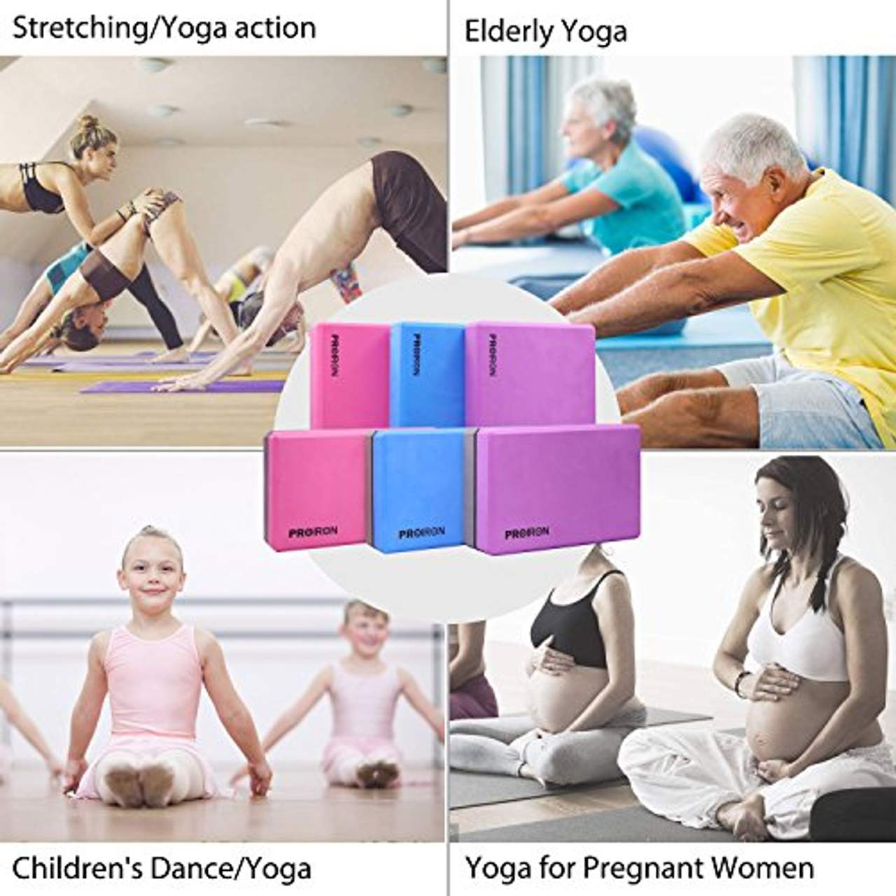 PROIRON Yoga Blöcke hochdichter Eva-Schaum Yogablock Korkblock