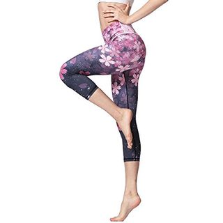 EUZeo Unisex Boho Printed Yoga Hosen Länge Capri Damen Herren Hohe Taille Indisch Sporthose Bunte Yogahosen Bloom Hosen 
