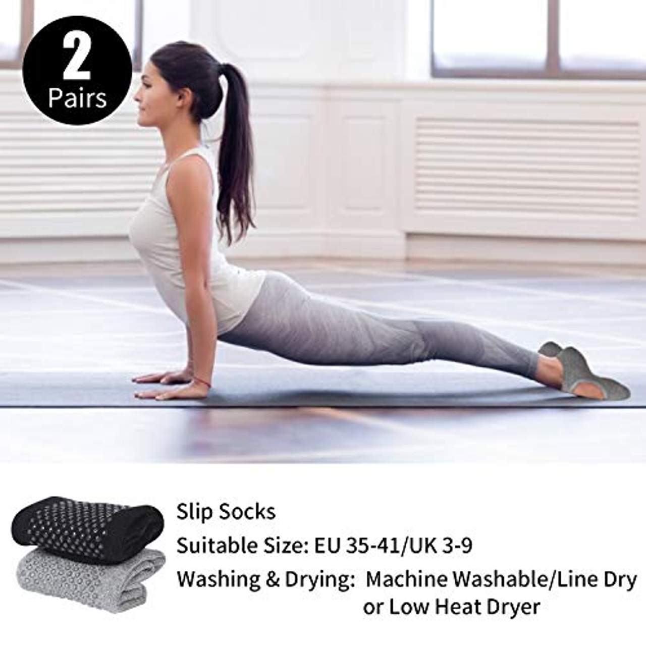 FORMIZON 2 Paar rutschfeste Yoga Socken