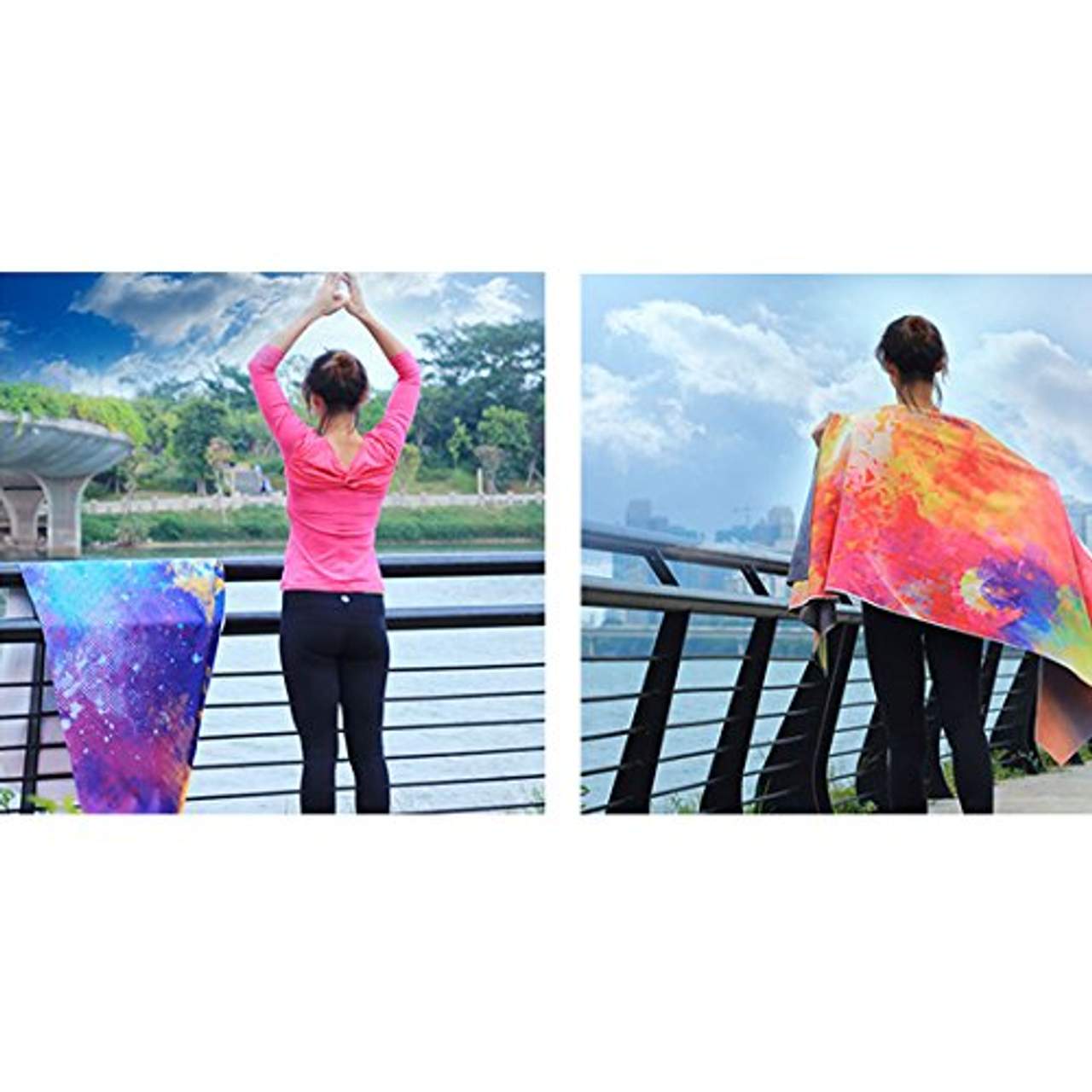 DOXUNGO Doppelter Samt rutschfeste Yoga Handtücher，rutschfest