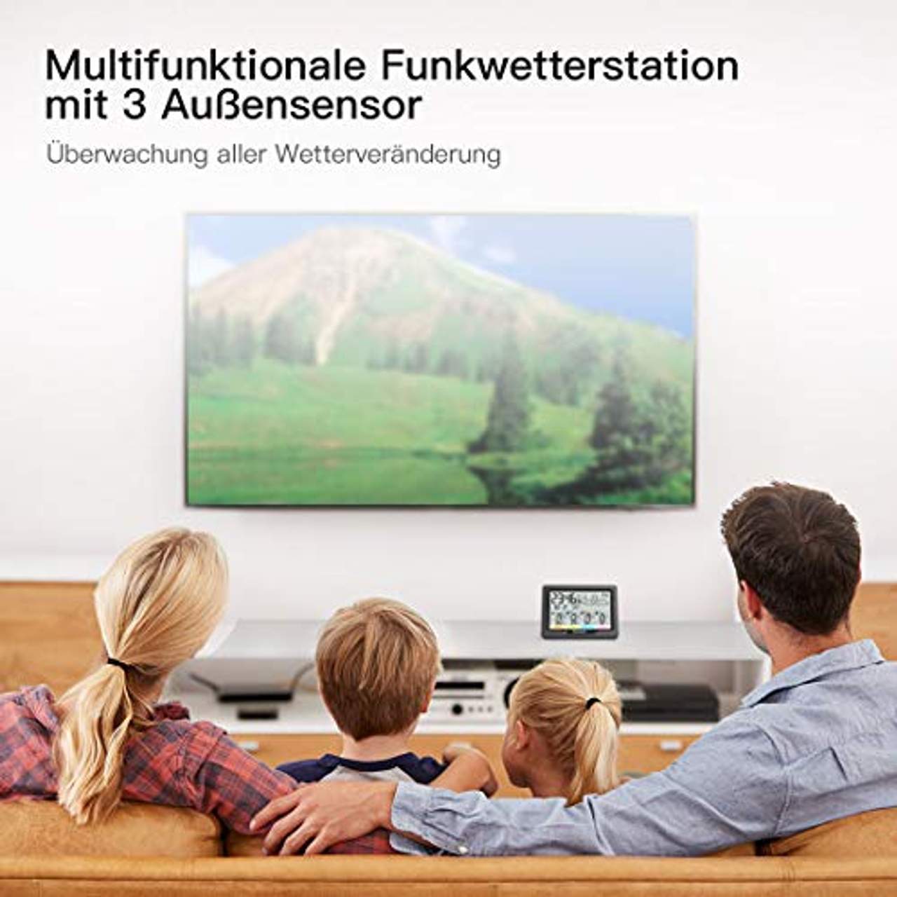 Newentor Wetterstation Funk mit 3 Außensensor Indoor Outdoor Thermometer Hygrometer DCF-Funkuhr