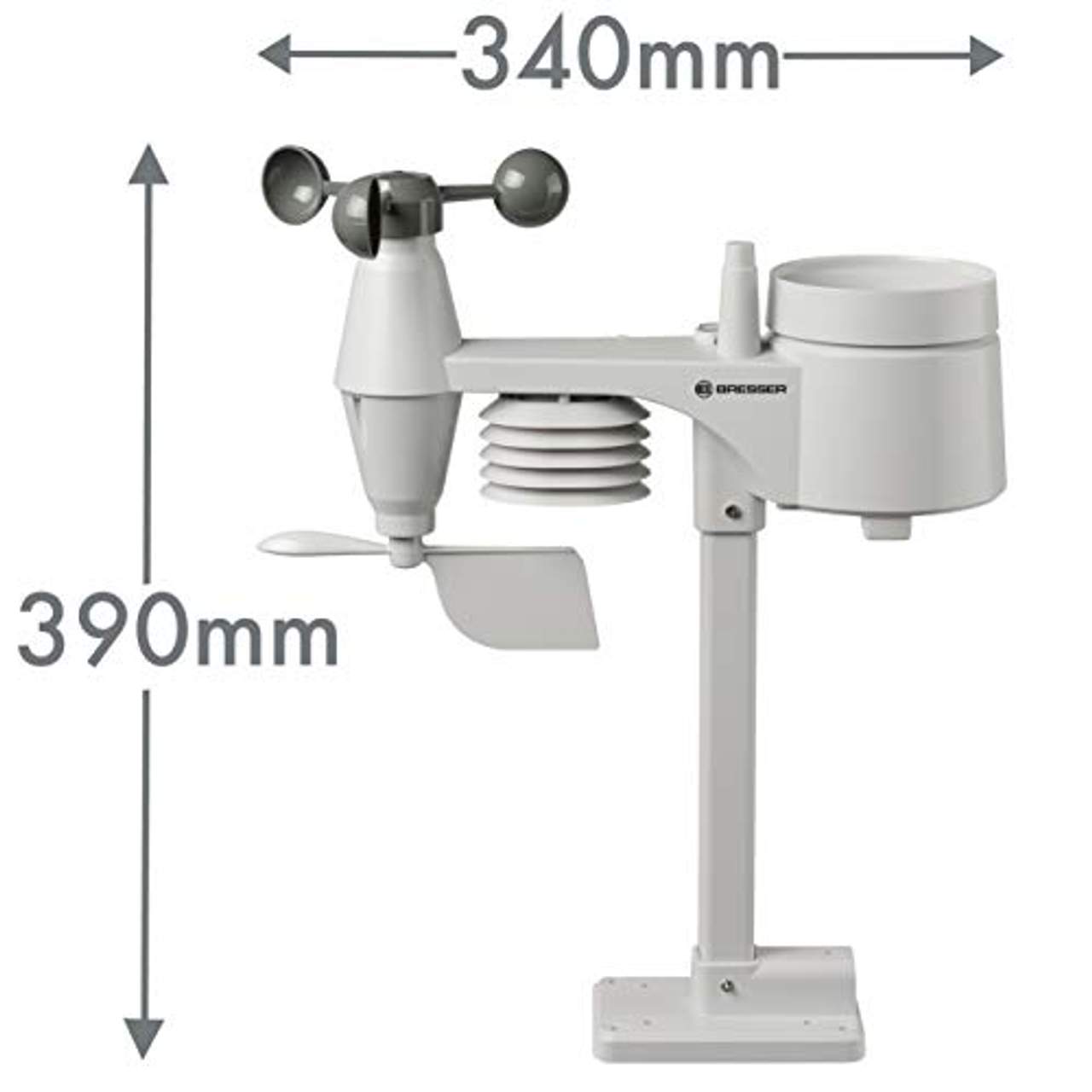 Bresser Wetterstation Funk mit Außensensor Wetter Center 5-in-1 mit 5,7 Zoll 256 Farben Display
