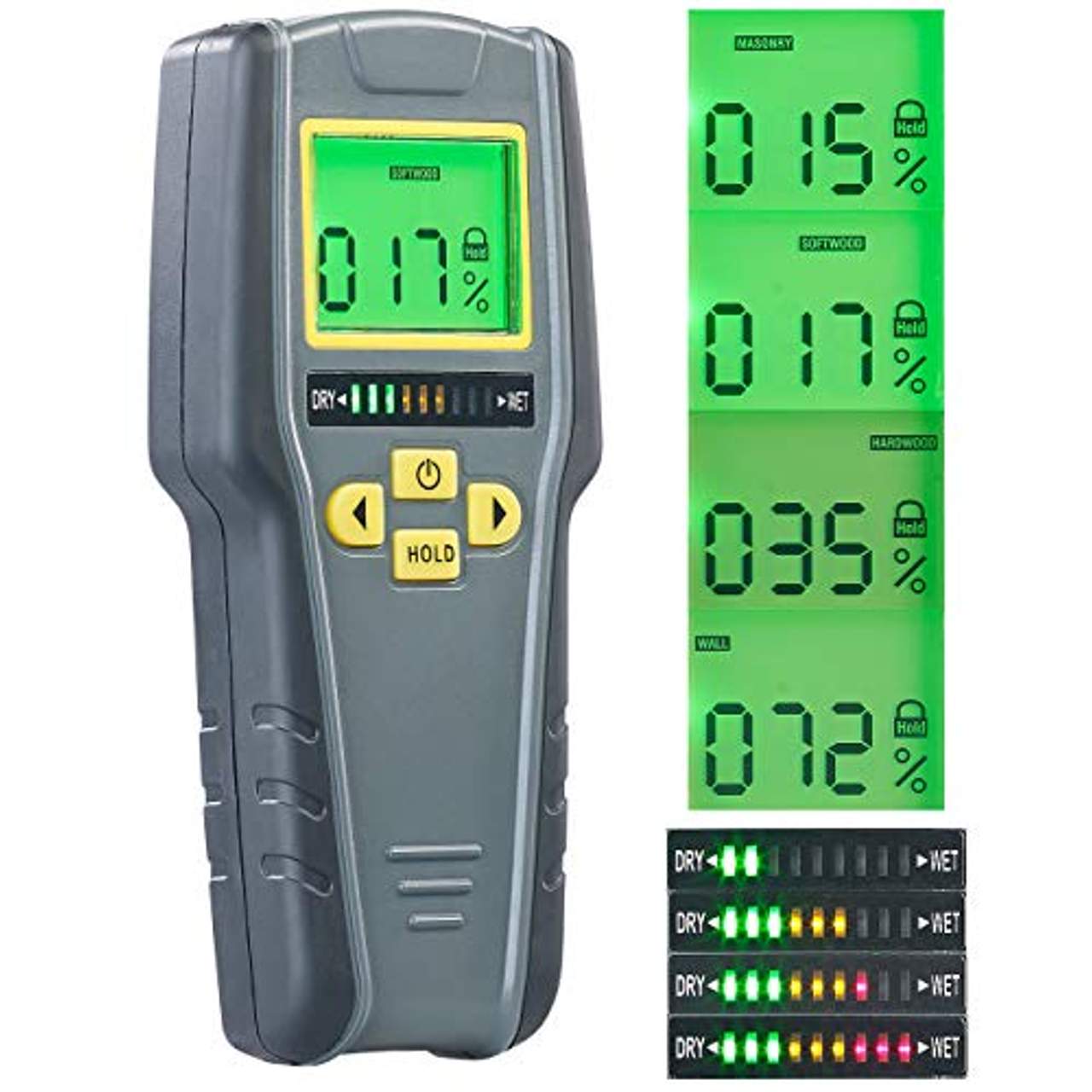 AGT Feuchtigkeitsmessgerät: Digitaler 4in1-Feuchtigkeits-Detektor