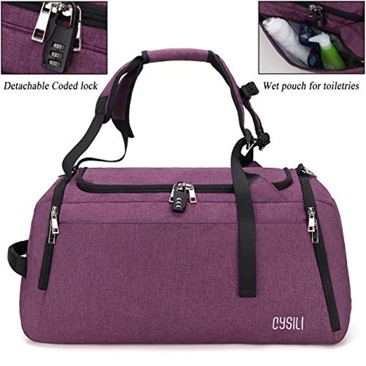 CySILI Reisetasche Sporttasche mit Rucksack-Handgepäck mit Schuhfach