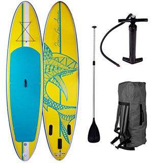 SUP Board Stand up Paddle Paddling Surfboard Shark Gelb 320x76x15cm