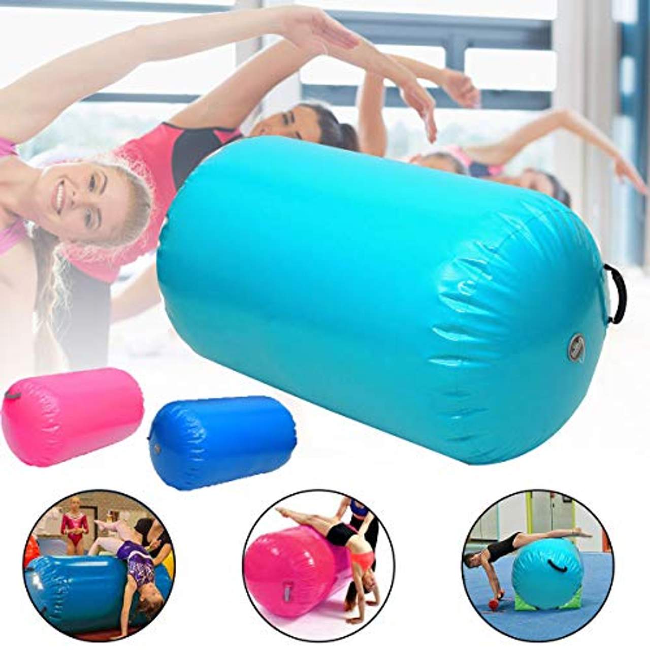 fuchsiaan 100cm Inflatable Gymnastics Balance Training Air Roller