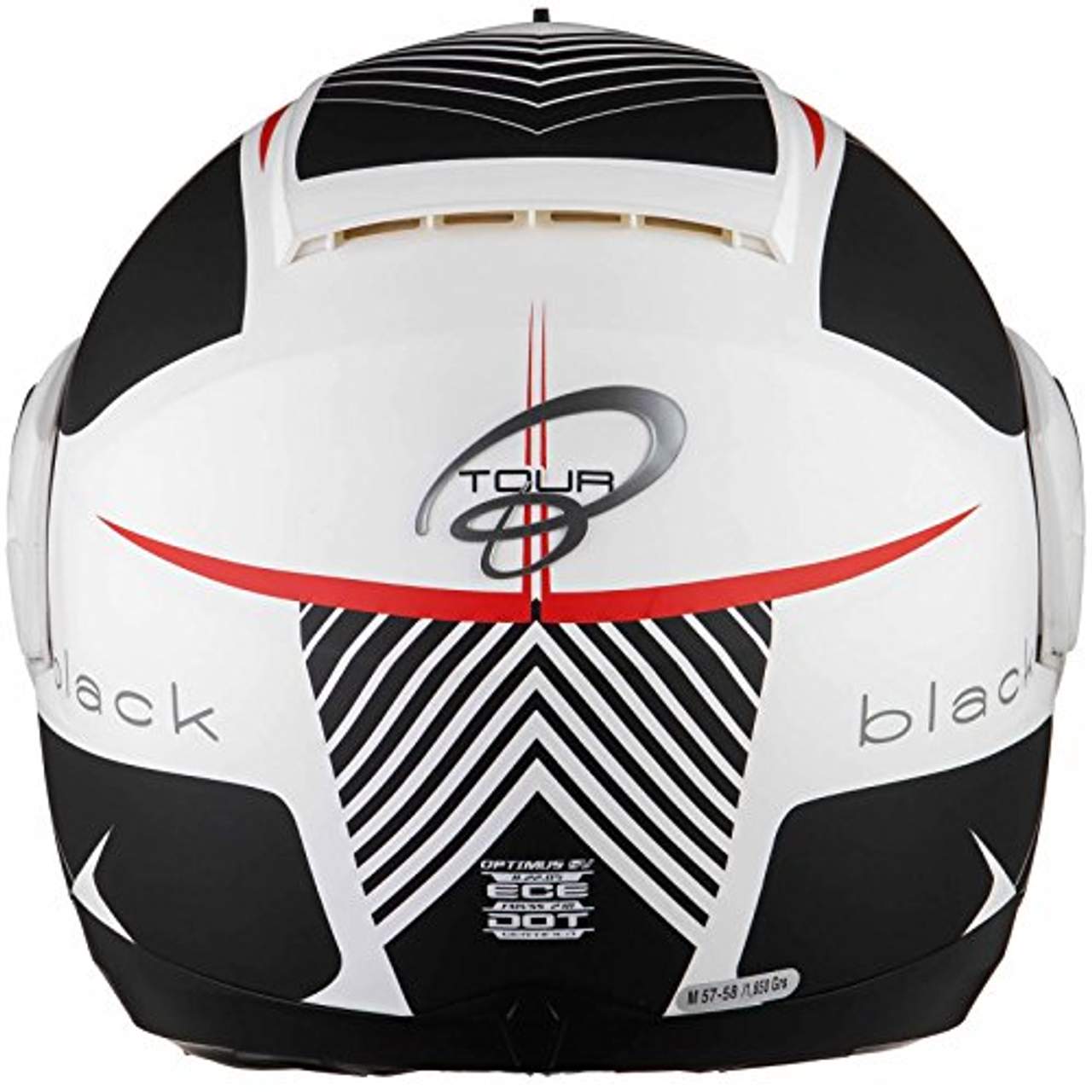 BLACK Optimus SV Tour Motorrad Roller Klapphelm L Matt White Red Grey