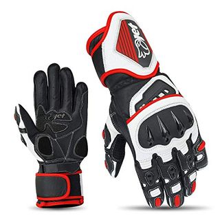 JET Motorradhandschuhe Premium-Leder Belüftete Hartschalen auf Knöcheln und Fingern 