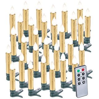 Lunartec Lichterkette kabellos: 30er-Set LED-Weihnachtsbaumkerzen