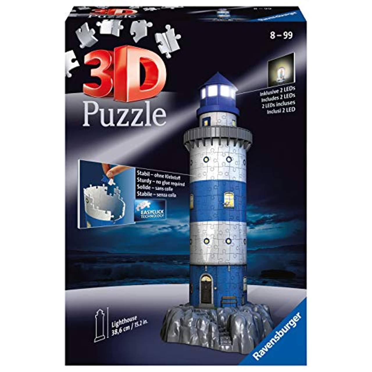 Ravensburger 3D Puzzle 12577 Leuchtturm bei Nacht