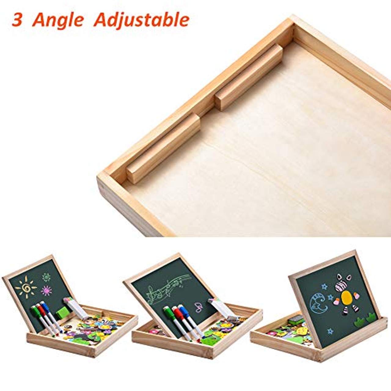 Uping magnetisches Holzpuzzle Staffelei doppelseitige Tafel