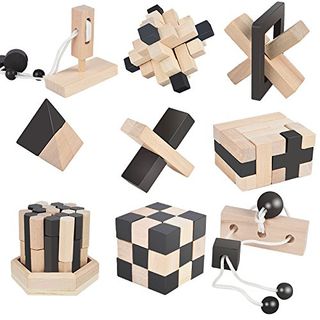 Wahl 3D Puzzle Denkspiele Geduldspiele edle Holzbox 6 Knobelspiele im Set 2 