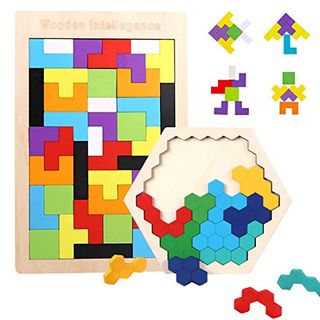 O-Kinee Tetris und Hexagon Holzpuzzle