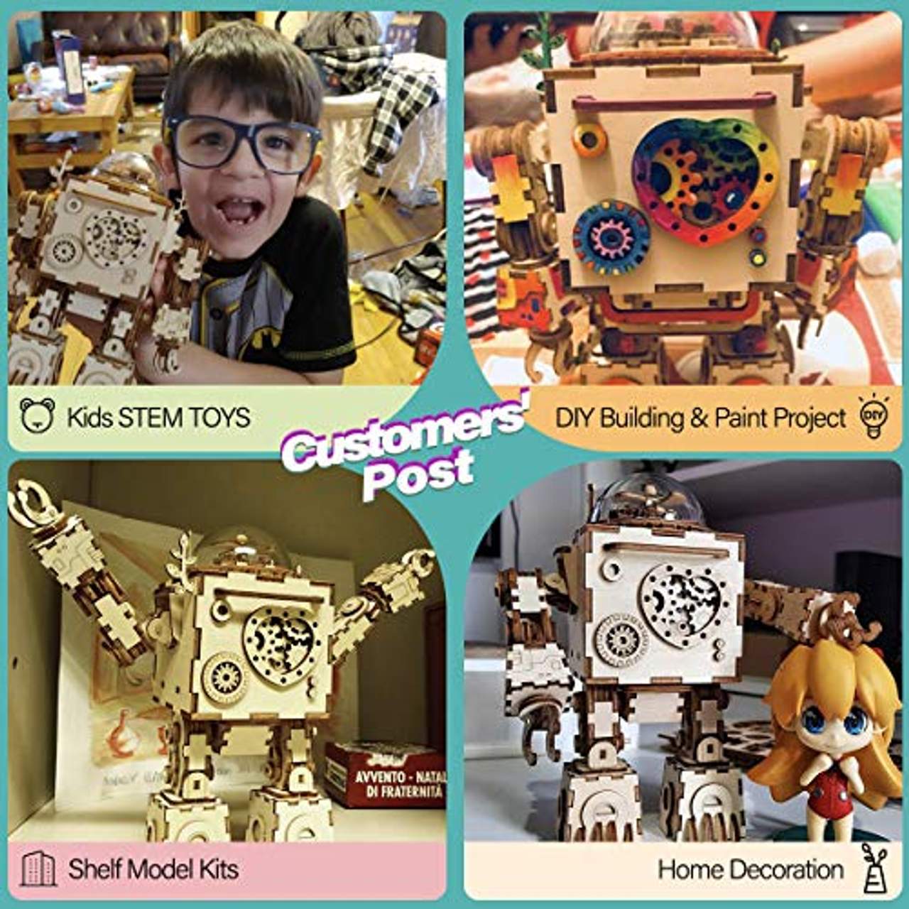 Robotime Roboter Spieluhr Holz 3D Puzzle Modell bausatz Erwachsene