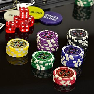 SONLEX Pokerkoffer mit 300 500 1000 Laser Pokerchips 12 g abschließbar Pokerkarten Zubehör Deluxe