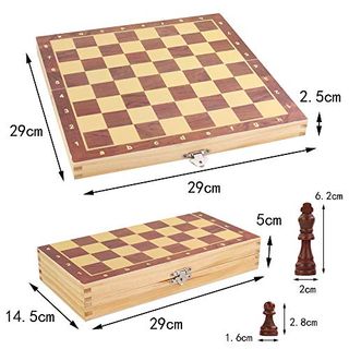 TONZE Schachspiel Magnetisch Schach Holz Schachbrett-Holzspielzeug für Kinder ab 3 4 5 6 Jahren-Schach Einklappbar für Kinder Erwachsene