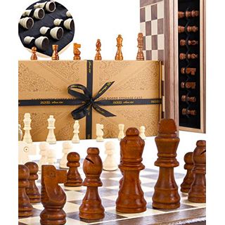 3 in 1 Schachspiel Figuren aus Olivenholz Neu Schach Backgammon Edle 29*29CM DHL 