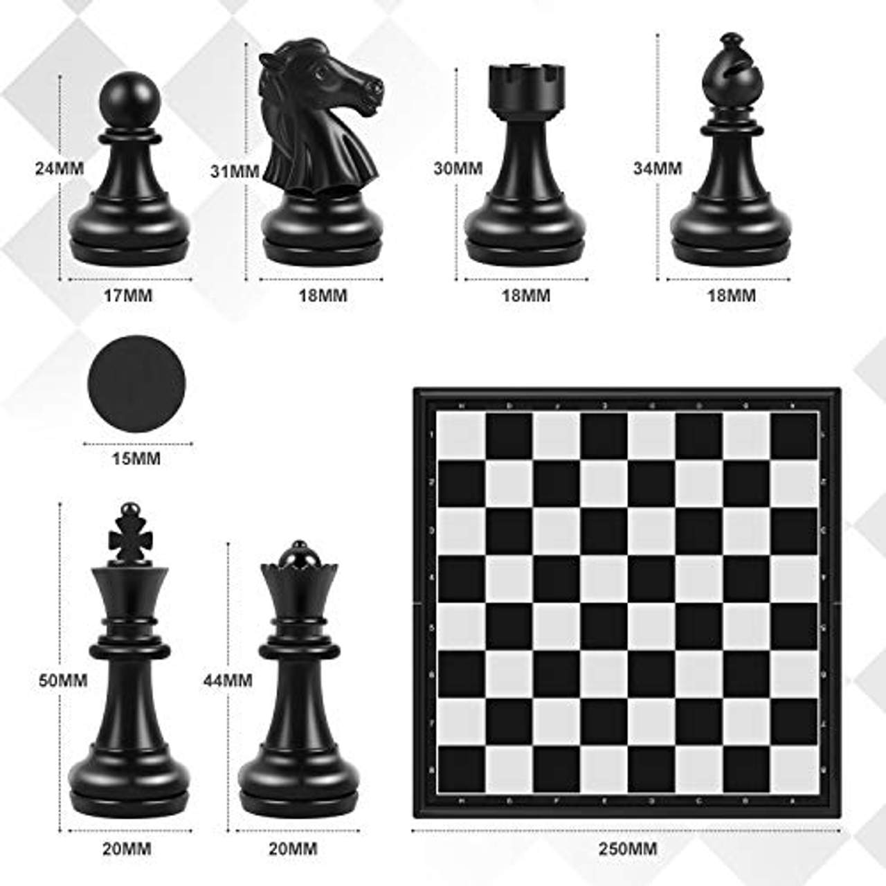 Peradix Schachspiel Magnetisch Dame Spiel Backgammon 3-in-1