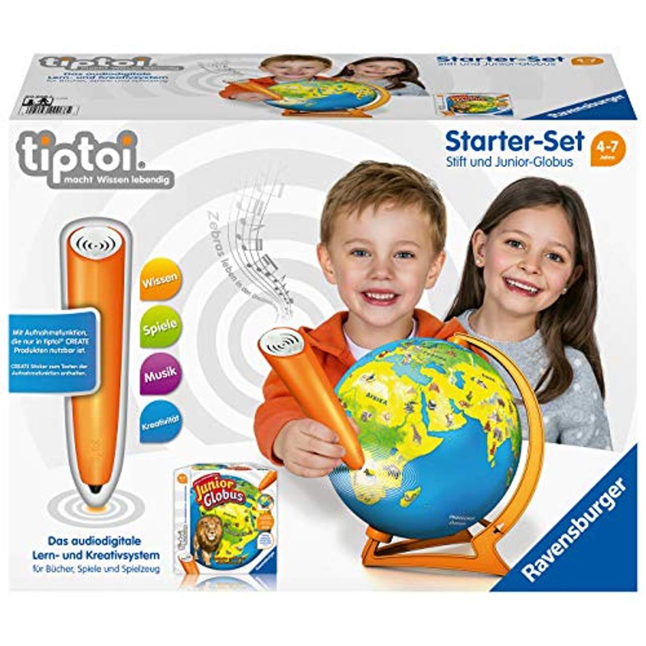 Ravensburger Tiptoi Starter-Set 00068: Stift und Junior-Globus-Lernsystem