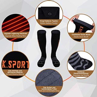 KirinSport Beheizte Socken Upgraded Wiederaufladbar 5000mAh Akku Herren Damen