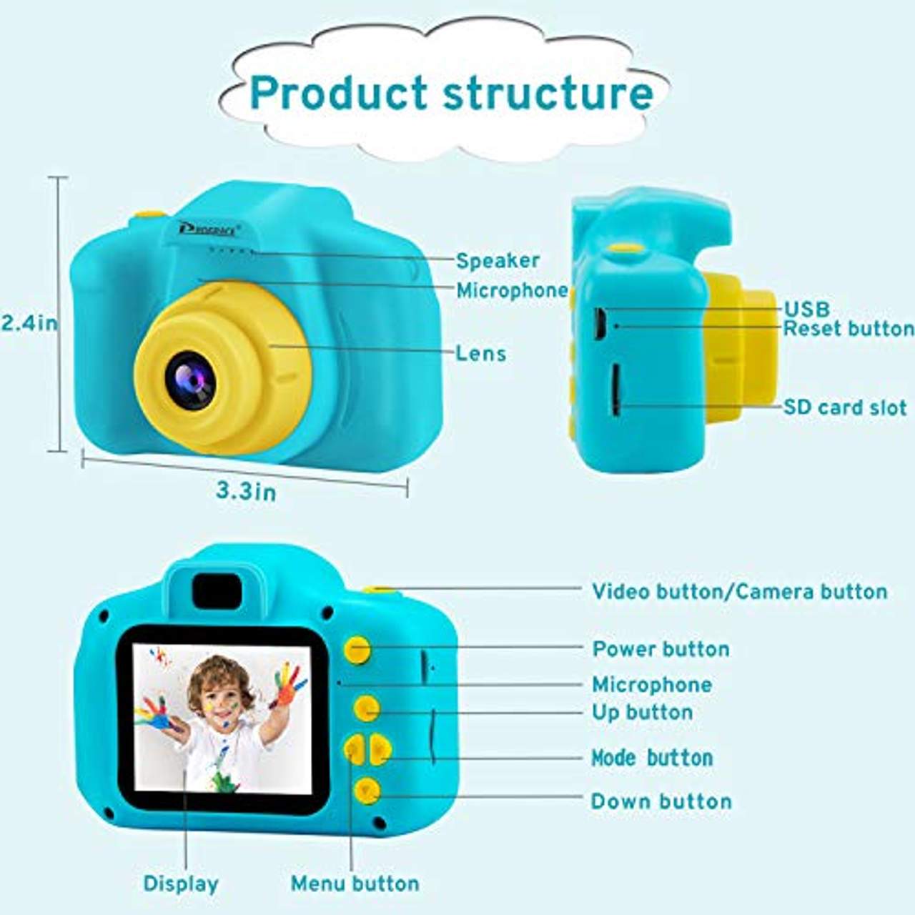 PROGRACE Sehr Klein Kinderkamera Kinder Digitalkameras