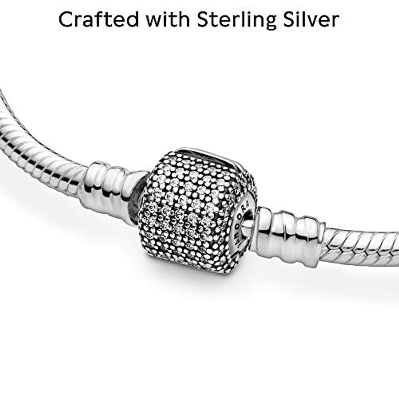 Pandora Damen-Armband Pavé-Kugelverschluss 925 Silber Zirkonia
