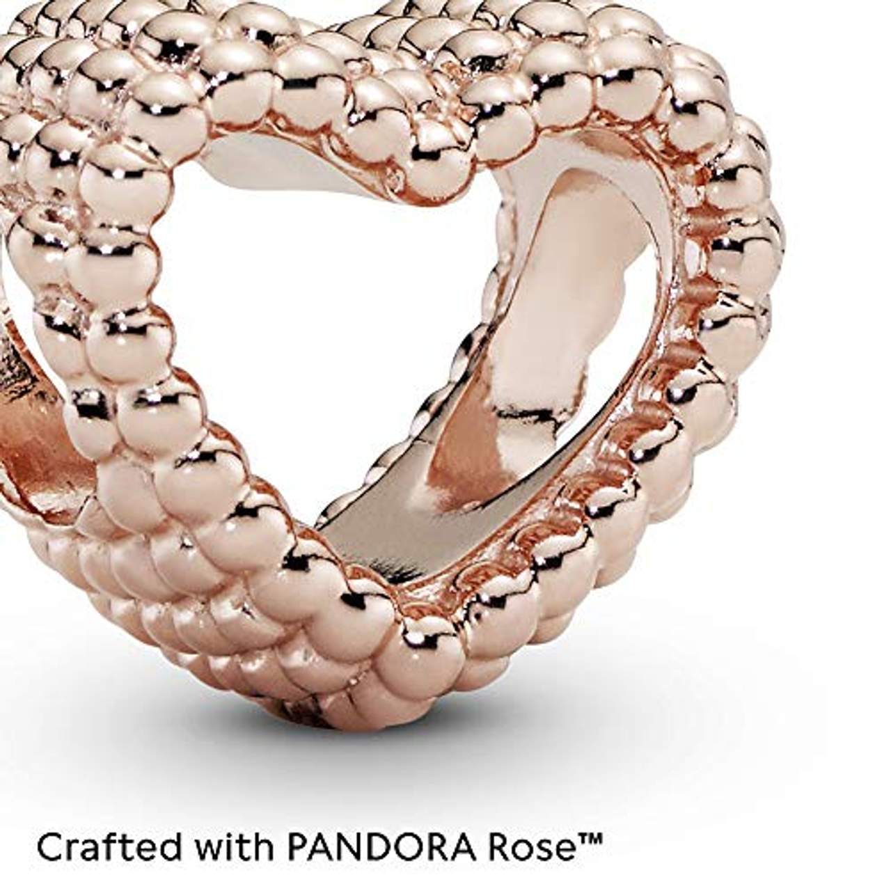 Pandora Damen Rose Offenes Metallperlen Herz Charm 14 Karat rosévergoldete