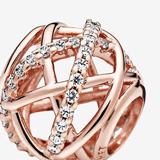 Pandora Damen Rose Sparkling & Polished Lines Charm 14 Karat rosévergoldete