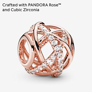 Pandora Damen Rose Sparkling & Polished Lines Charm 14 Karat rosévergoldete