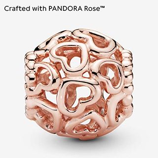 Pandora Damen Rose All Over-Herzen Charm 14 Karat rosévergoldete Metalllegierung