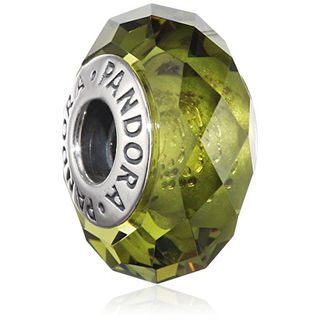 Pandora Damen-Bead Olivgrüne Kristall-Facetten 925 Silber Kristall