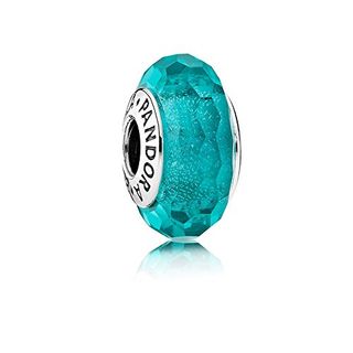 Pandora -box Blaugrün Shimmer Glas Murano Charm