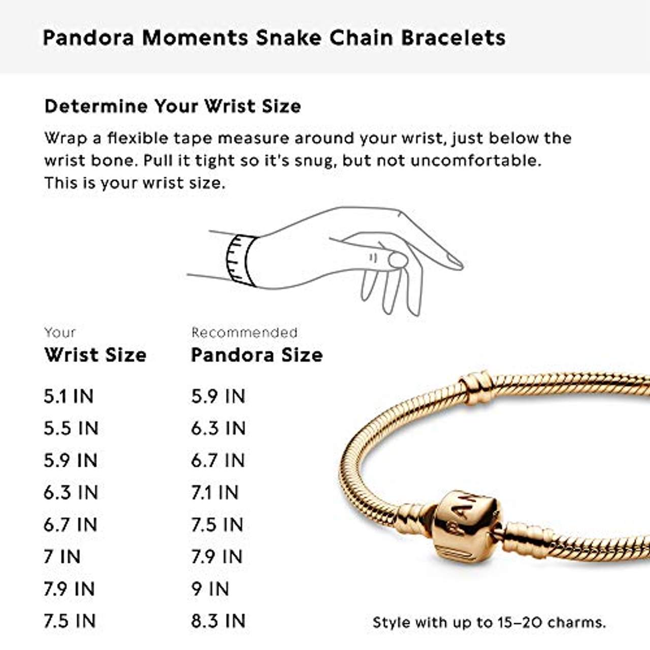 Pandora Damen-Armband 14 Karat (585) Gelbgold 18cm