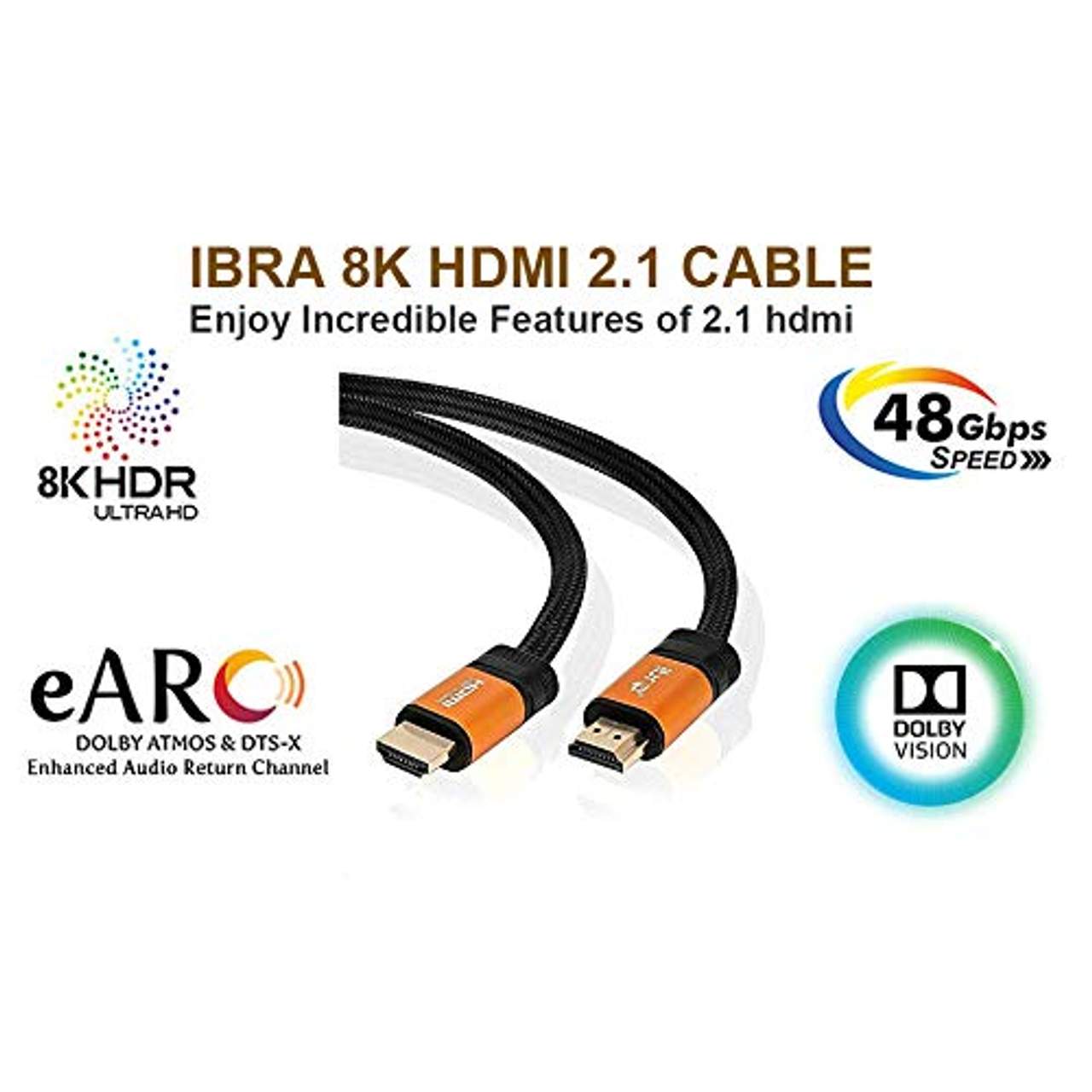 IBRA Orange 2.1 Hdmi Kabel 8K Ultra High-Speed 48Gbps Blei