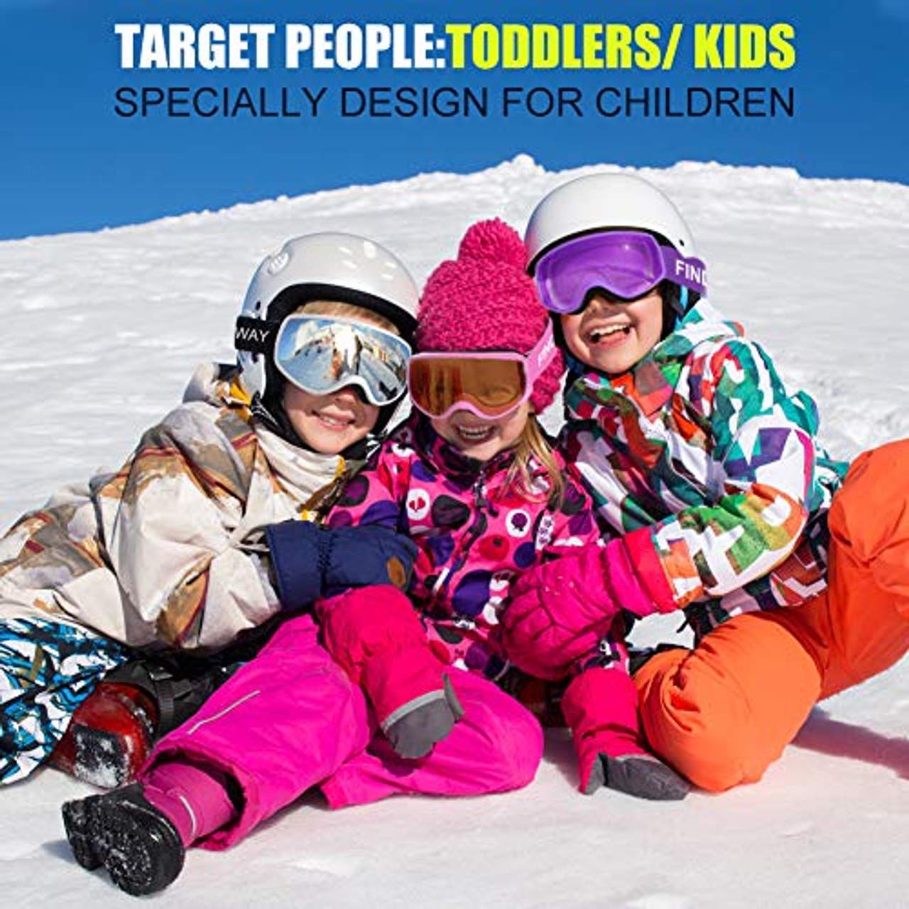 findway Skibrille Kinder Snowboardbrille Helmkompatible Schneebrille Verspiegelt