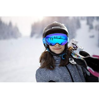 eDriveTech Skibrille Kinder Ski Snowboard Brille Brillenträger Schneebrille Snowboardbrille Verspiegelt für Jungen Mädchen Junior Alter 3 4 5 6 7 8 9 10 11 12 13 14 15 Jahre OTG UV Schutz Anti Fog