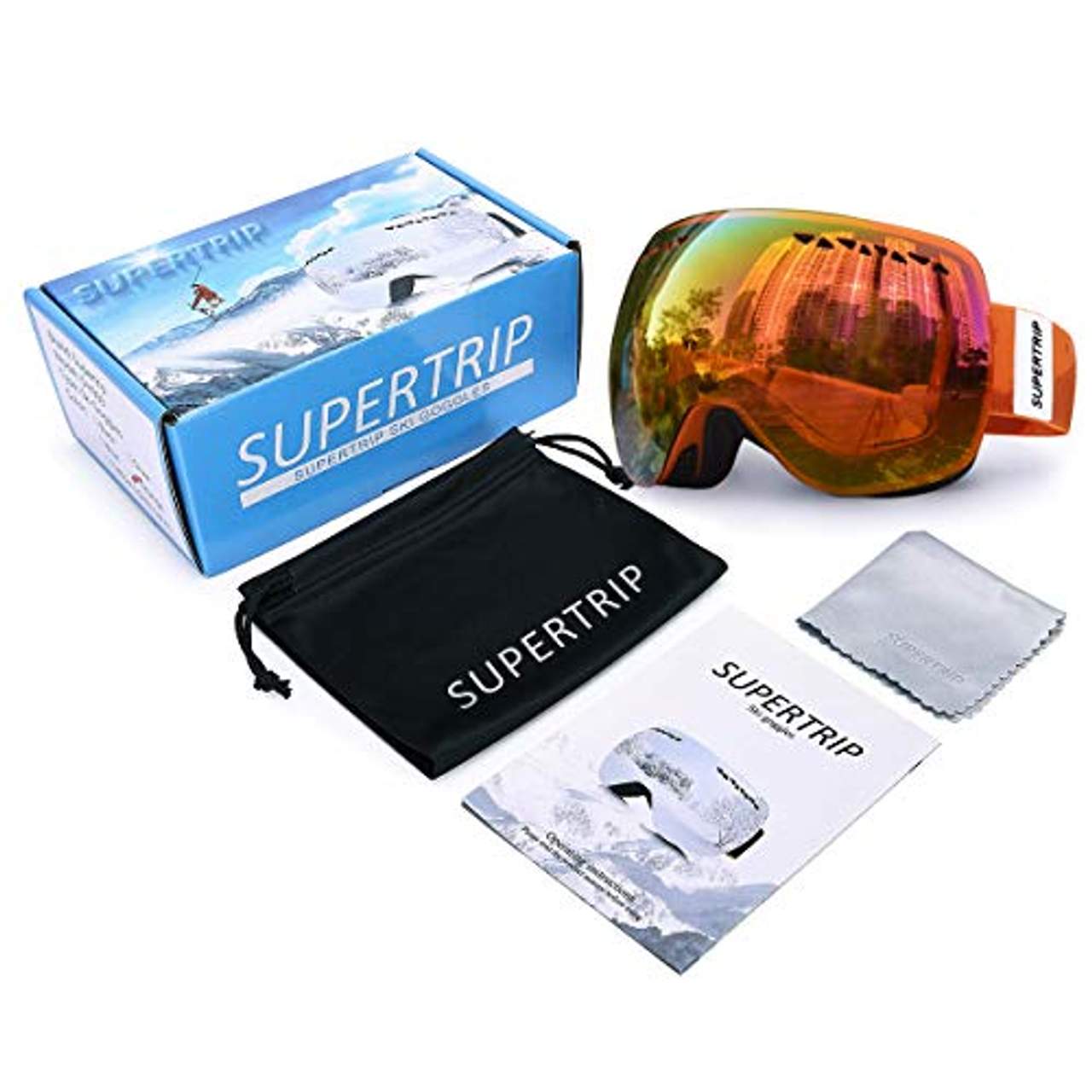Supertrip Skibrille Damen Herren Snowboardbrille verspiegelt