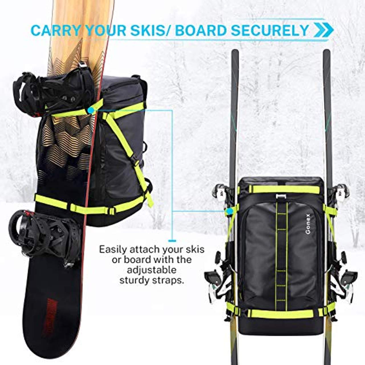 Gonex Skischuhtasche mit Helmfach und Rucksackgurten