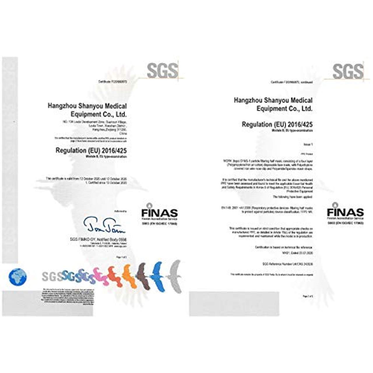 Shanyou 25 Stück Work FFP2 Maske SGS zertifiziert CE0598