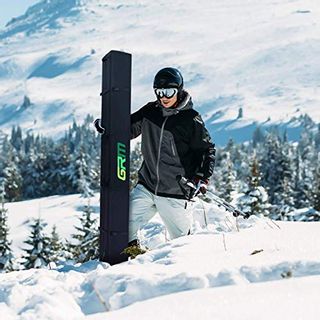 Aufbewahrung und Transport beim Skifahren GRM Skitasche für 1 Paar Ski und Skistock voll gepolstert wasserfest-schwarz 180cm/190cm große Transporttasche