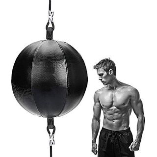 TBDLG Boxen Doppelendball Verbessern Sie Die Körperliche Flexibilität Körperliche Mobilität Erhalten Bodybuilding Zur Stressreduzierung,Schwarz Doppelendball Boxen Leder