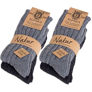 Brubaker 4 Paar dicke flauschige warme Alpaka Socken Grautöne