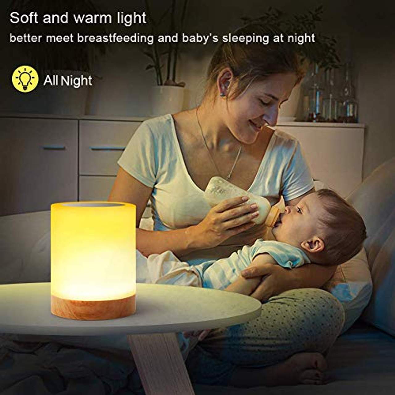 Yabtf LED Nachttischlampe Touch Dimmbar Atmosphäre Tischlampe
